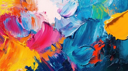 Vibrant art illustration showcasing textured oil paint on canvas with dynamic brushstrokes and palette knife techniques highlighting bold expression and creativity