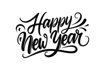 Happy New Year Calligraphy Typography Lettering - Vector Illustration Design