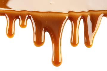 Thick and Glossy Caramel Sauce Dripping in Smooth Golden Streams