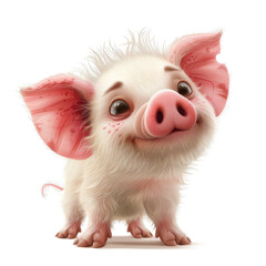 Fototapeta premium Cute Piglet Portrait: Adorable Pink Pig Illustration