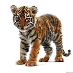 Fototapeta premium Adorable Tiger Cub Portrait: Close-up of a Cute Baby Tiger with Stripes