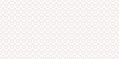 Valentine's Day vector background. Love hearts seamless pattern. Red hearts symbols repeated banner. outline hearts icons. Simple ornamental texture for clothes prints, greeting card, holidays design