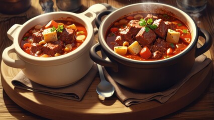 Beef stew and goulash