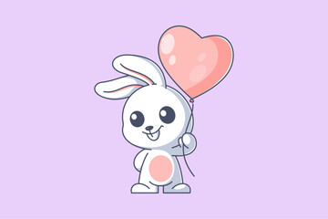 Cute bunny carrying balloons