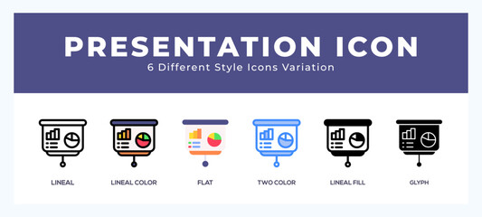 Obraz premium Presentation icon vector design illustration in trendy style