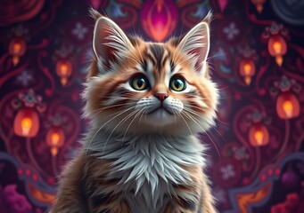 Cute orange cat and grey cat.