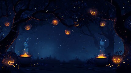 Halloween midnight black vector backdrop with eerie fog effects