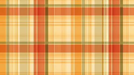 Fototapeta premium Autumn Plaid Pattern: Warm and inviting autumnal plaid fabric texture in shades of orange, yellow, and green. Perfect for textile design, fashion, and home decor projects. 
