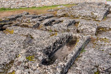 Ancient tombs of the Visigoth culture in Trancoso, carbed into bare landscapes rock