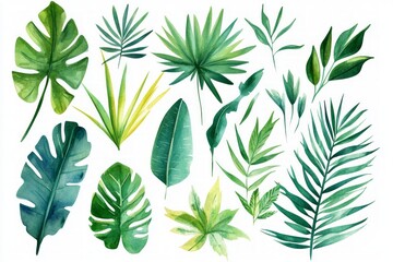 Vibrant Watercolor Tropical Leaves