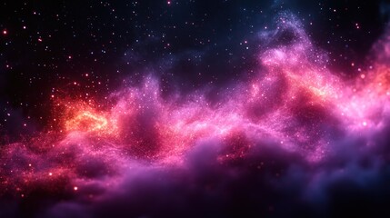 Naklejka premium Abstract Nebula with Pink and Orange Glowing Dust