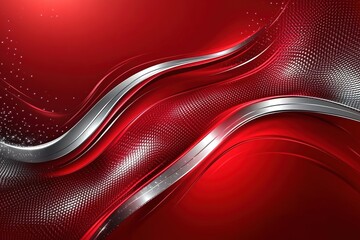 Obraz premium Abstract red and silver wavy background.