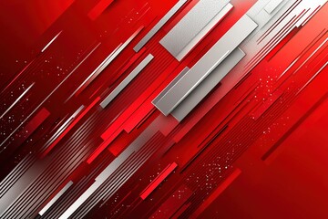 Abstract red and white geometric background with diagonal lines and rectangles.