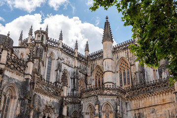 Naklejka premium Picturesque medieval Santa Maria da Vitoria monastery in Batalha, a manueline gothic masterpiece