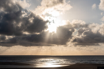 Scenic sunset and clouds at the coast to the atlantic ocean in Foz de Arelho