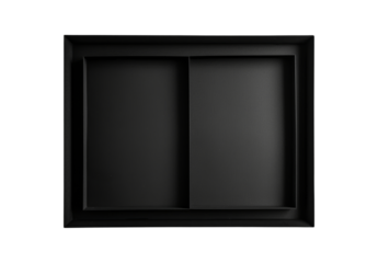 Black Framed Display Featuring Dual Compartments for Items