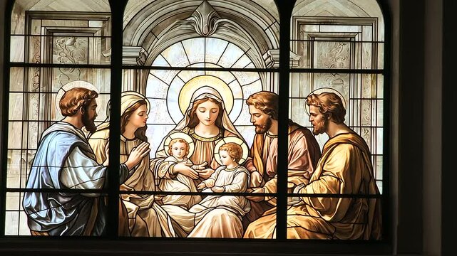Holy Family with Shepherds and Wise Men Vintage Postcard Scene