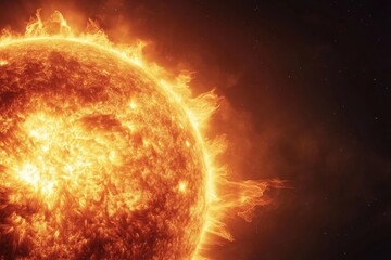 Obraz premium Sun's Fiery Embrace: A Celestial Spectacle