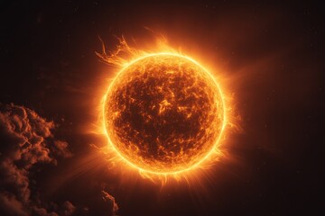 Obraz premium Fiery Sun in the Vast Cosmos