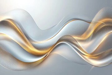 Obraz premium Abstract silver and gold wave background with a soft, delicate shimmer.
