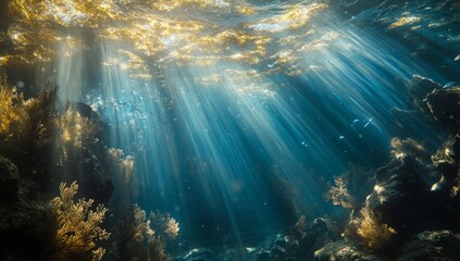 Fototapeta premium Sunlight Piercing the Underwater World