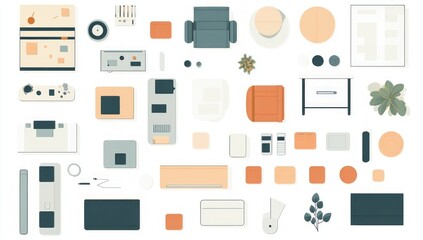 Fototapeta premium Top View of Modern Office Space Design
