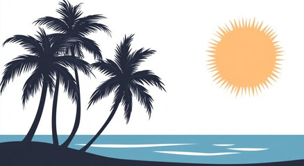 Tropical Beach Paradise Silhouette