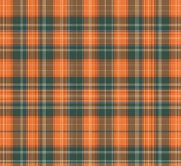 Fototapeta premium Orange tone color plaid fabric textured seamless pattern background