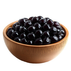 Boba Pearl in wooden bowl isolate on white background