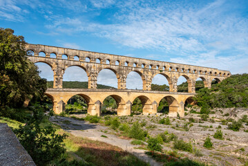 Famous Roman aqueduct Pont du Gard in France