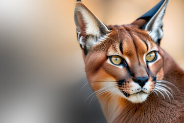 Beautiful caracal cat against a blurred natural background. 