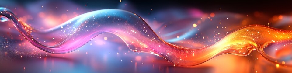 Obraz premium Abstract colorful wave with light effects and sparkles.