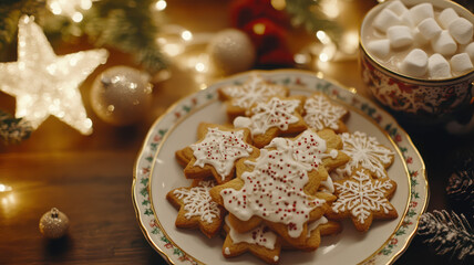 Fototapeta premium Christmas Cookies and Hot Cocoa