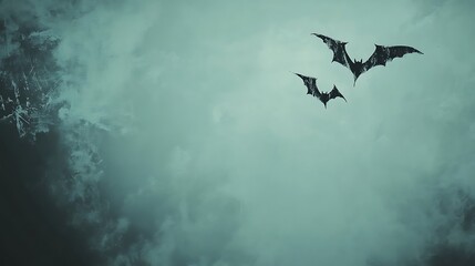 Fototapeta premium Halloween muted teal background with minimalistic vampire motifs