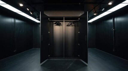 Spacious and Stylish Clothing Wardrobe Closet in Room with an Organized Fashion Clothing Rack Closet, Featuring Ample Hanging Clothes Space and a Trendy, Functional Background for Storing Apparel