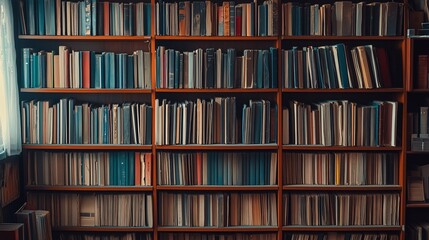 Wall full of old archive records and books on the shelves.