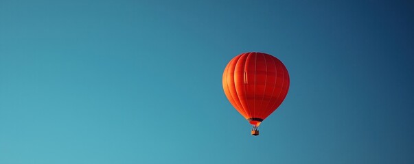 Obraz premium A vibrant red hot air balloon floating against a clear blue sky, evoking a sense of adventure and freedom.