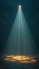 An ethereal beam of light shining down into a dark space, creating a serene and contemplative atmosphere.