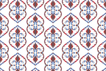 Hand draw African Ikat floral paisley embroidery.geometric ethnic oriental seamless pattern traditional.great for textiles, banners, wallpapers, wrapping vector design.