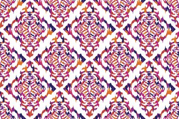 Hand draw African Ikat floral paisley embroidery.geometric ethnic oriental seamless pattern traditional.great for textiles, banners, wallpapers, wrapping vector design.