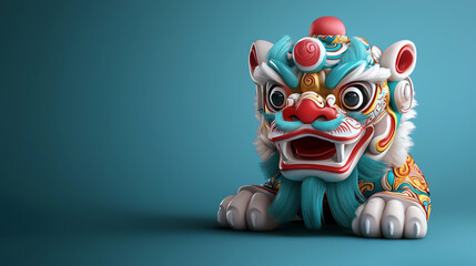 Fototapeta premium Vibrant spring festival lion head costume a celebration of color and culture