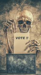 Eerie Skeleton Hands Casting US Election Vote