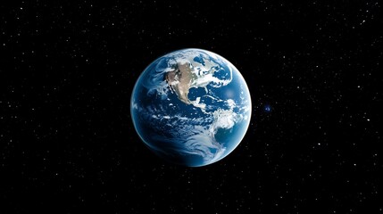 Naklejka premium Earth floating in space against a black background. Highly detailed oceans and continents.
