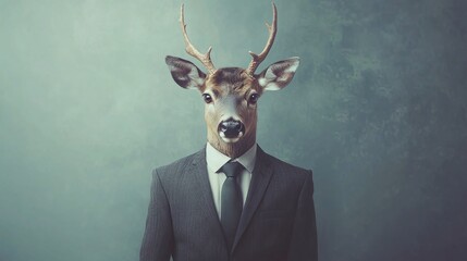 A deer in Business man suit