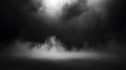 Halloween midnight black vector backdrop with eerie fog effects