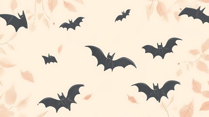 Halloween warm cream background with faint bat silhouettes
