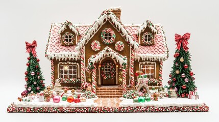 Fototapeta premium Adorable Gingerbread House with Colorful Holiday Ornaments