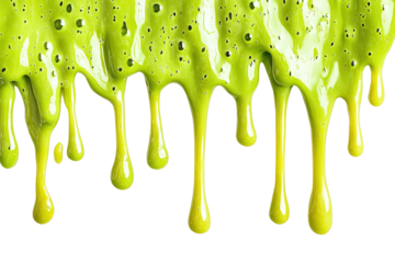 Mesmerizing Flow of Bright Green Slime Dripping with Glossy Texture