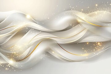 Abstract wavy background with sparkling gold lines.