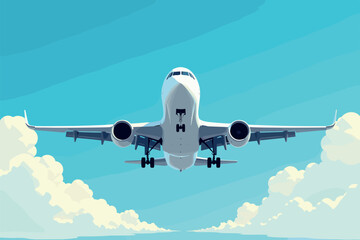 Obraz premium Airplane Taking Off from Runway into Clear Sky